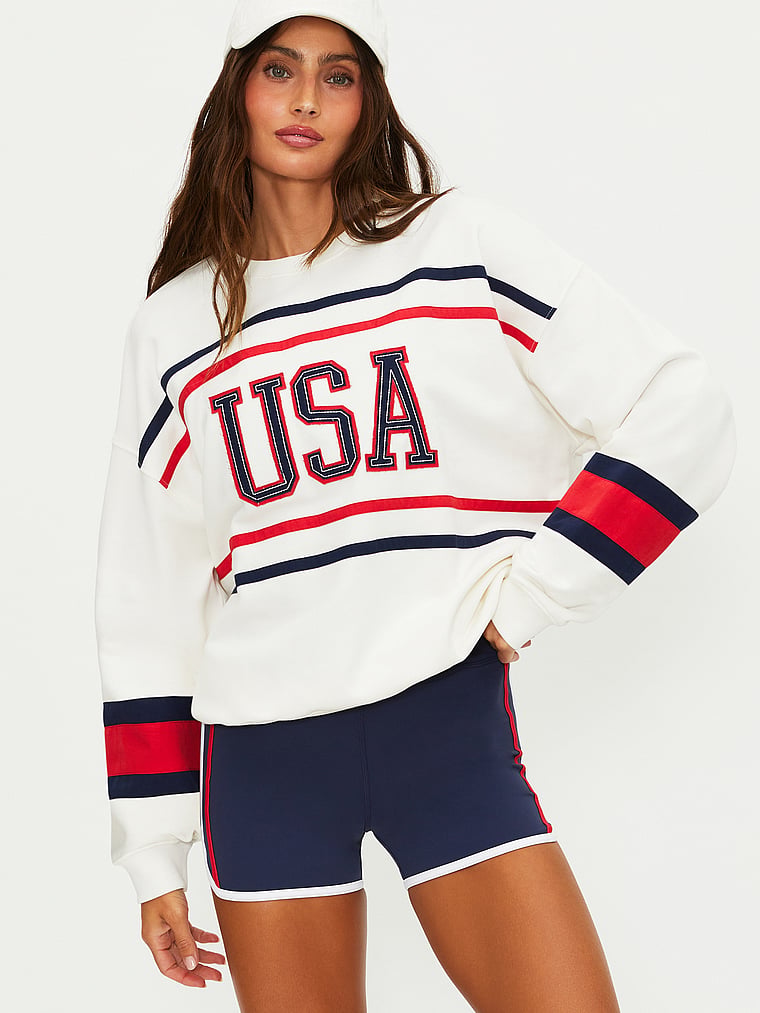 Victoria's Secret, Beach Riot Devyn Oversized Sweatshirt, Firework Colorblock, onModelSide, 3 of 4
