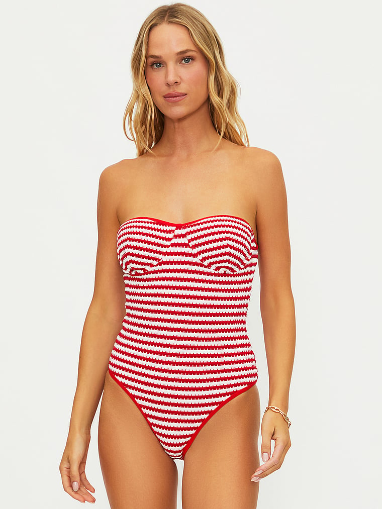 Victoria's Secret, Beach Riot Hayes One-Piece Swimsuit, Crimson Stripe, detail, 4 of 4