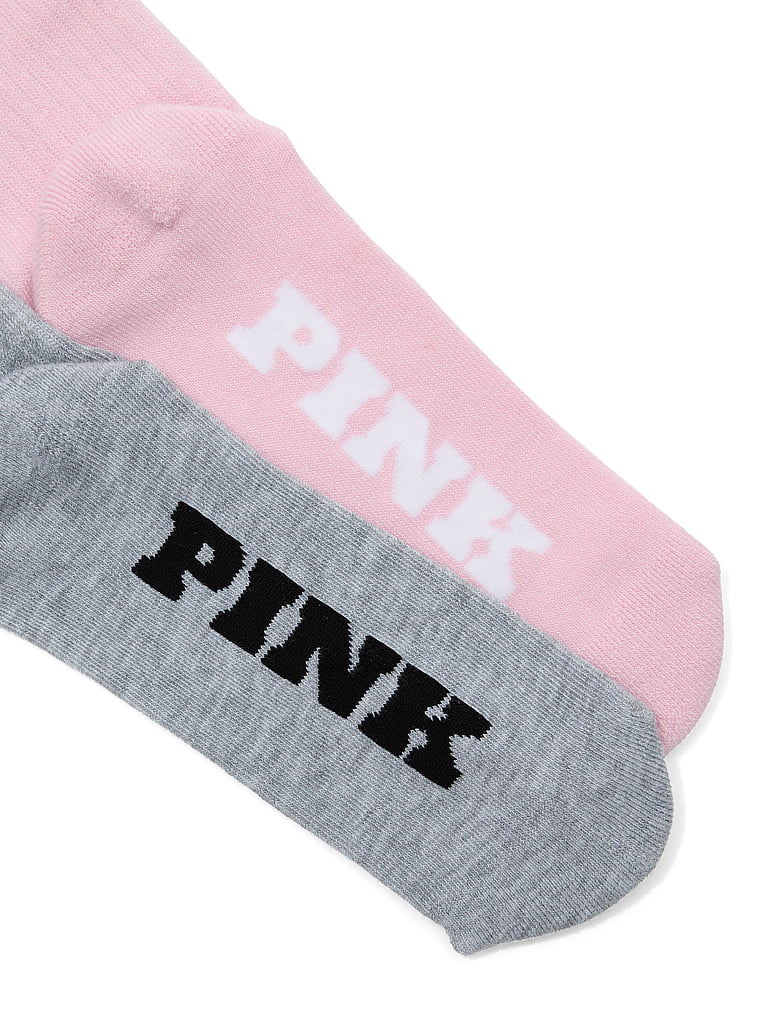 PINK 2-Pack Crew Socks, Heather Grey & Dollhouse With Dog, offModelBack, 2 of 2