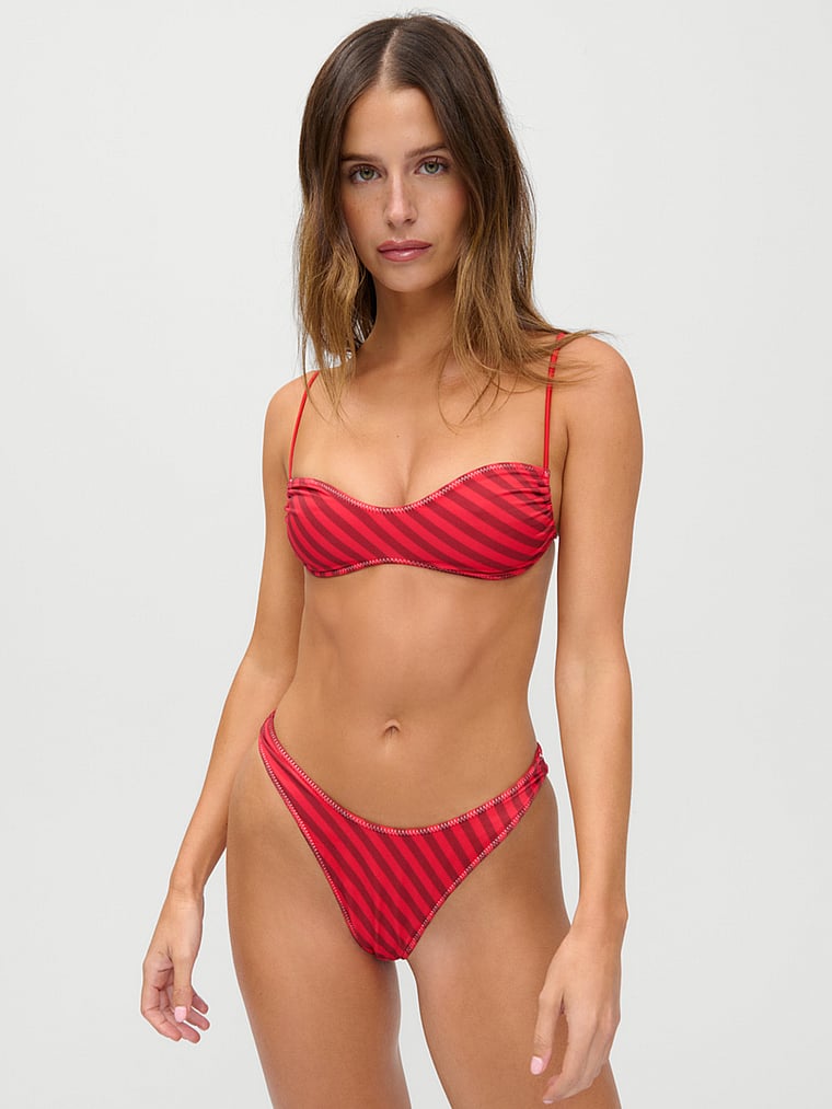 Victoria's Secret, Frankies Bikinis JENNIE x Frankies Bikinis Dove Satin Bottom, Spring Stripe, onModelBack, 2 of 3