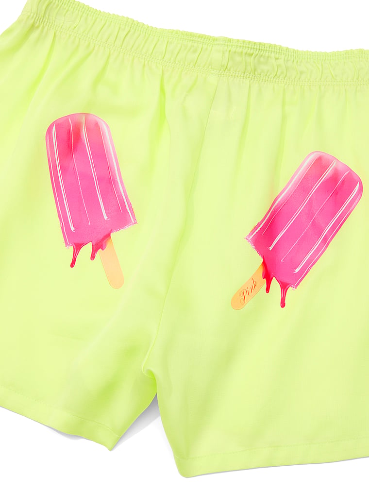 PINK Cotton Boxy Pajama Shorts, Tropical Pear Popsicles, detail, 4 of 4
