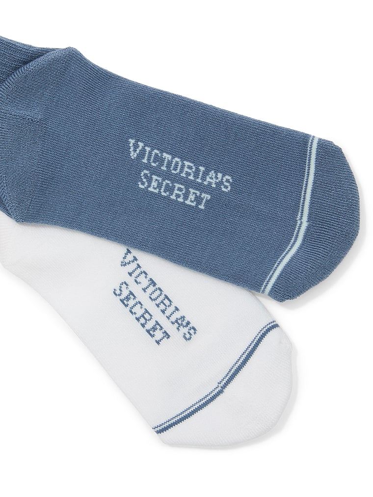 Victoria's Secret, Victoria's Secret 2-Pack Quarter Socks, Moonlight Blue and Coconut White, onModelBack, 2 of 2