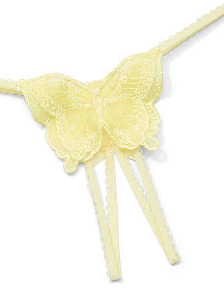 Victoria's Secret, Dream Angels Lace Thong Panty, Lemonade, detail, 4 of 4