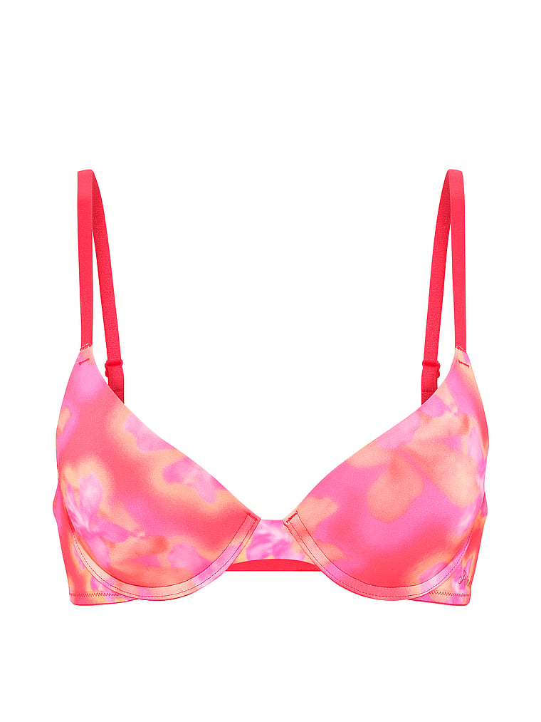 PINK Wear Everywhere™ Push-Up Bra, Candy Pink Hibiscus Print, offModelFront, 4 of 4