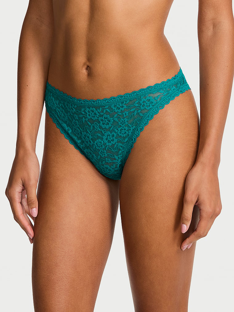 Victoria's Secret, The Lacie Lace Brief Panty, Parrot Blue, onModelFront, 3 of 4