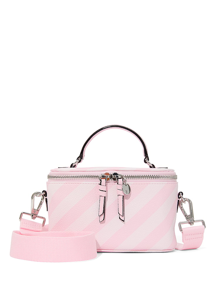 Victoria's Secret, Victoria's Secret Vanity Case Crossbody Bag, Heritage Stripe, onModelSide, 3 of 4