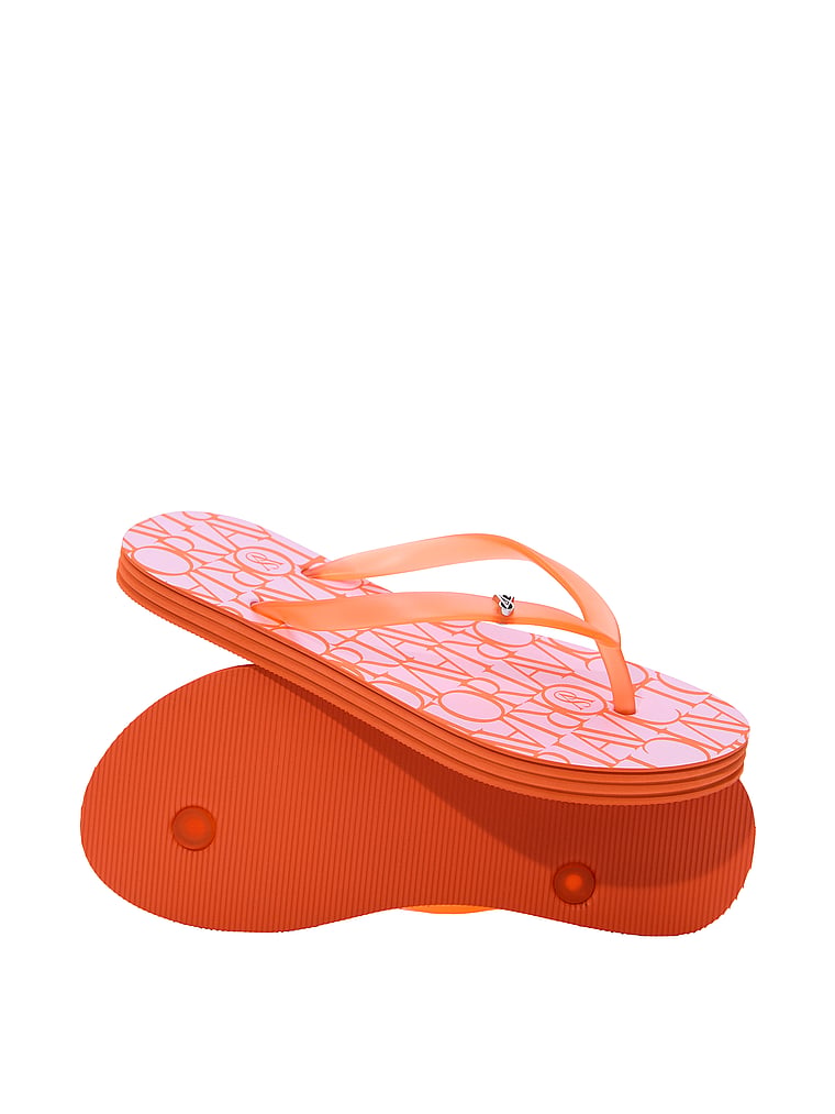 Victoria's Secret, Victoria's Secret Flip Flops, Victoria Coral Print, onModelBack, 2 of 2