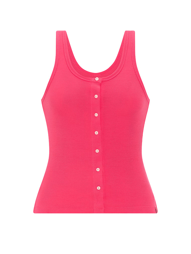Relaxed Rib Button-Down Tank Top