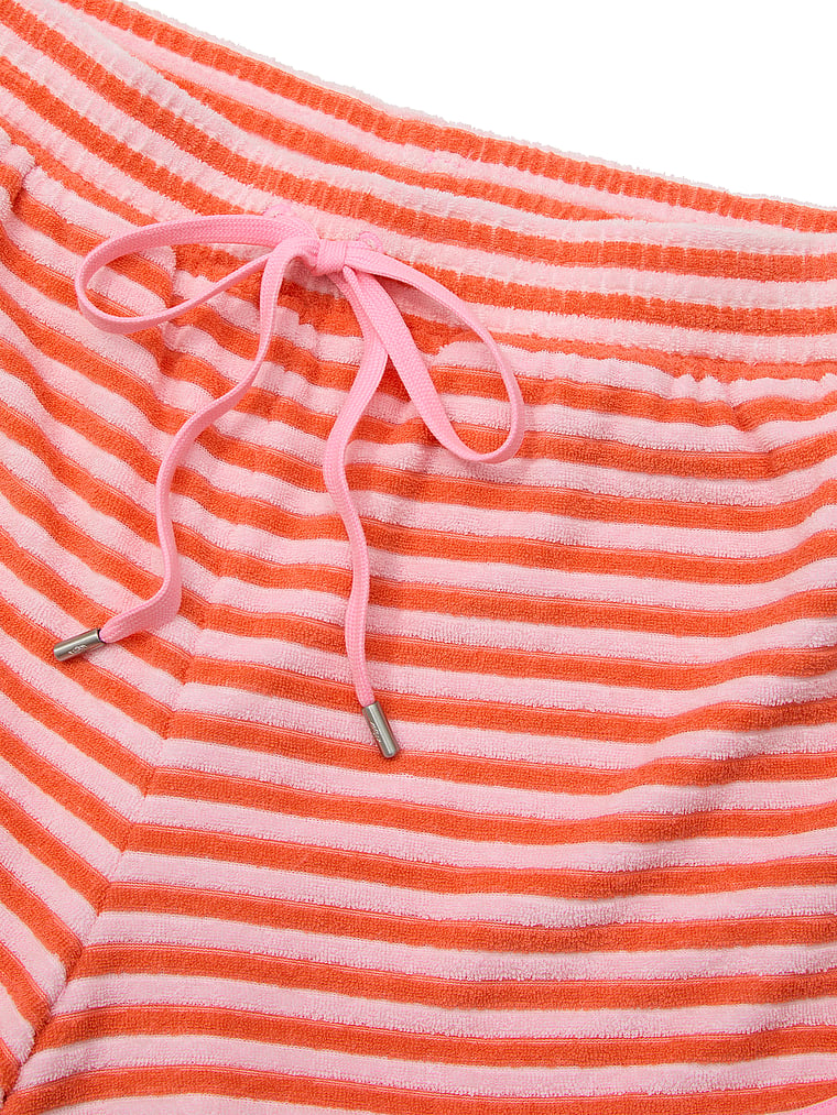 Victoria's Secret, Angel Essentials Micro Terry Curved Hem Short, Crazin Coral Stripe, detail, 4 of 4
