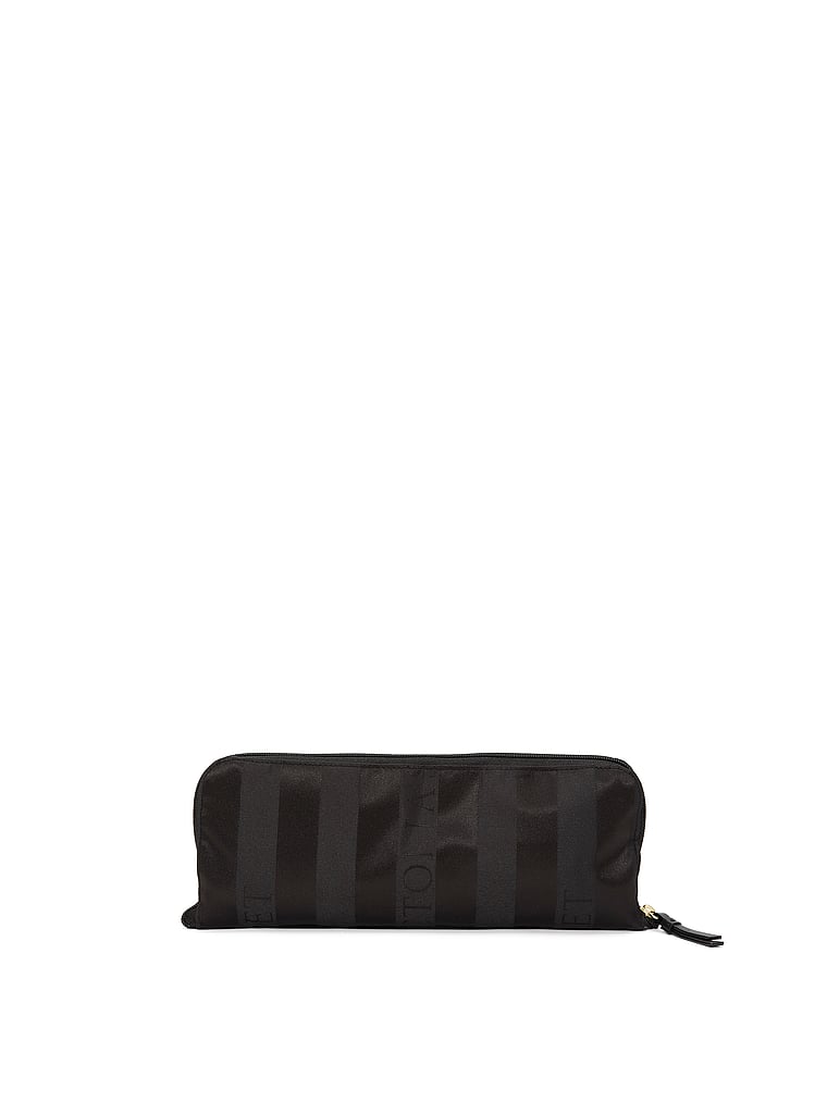 Victoria's Secret, Victoria's Secret Packable Weekender Bag, Black Logo Jacquard Stripe, offModelFront, 3 of 5