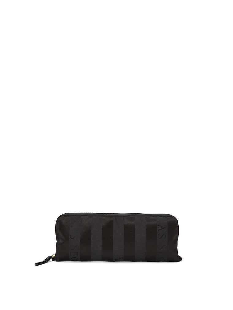 Victoria's Secret, Victoria's Secret Packable Weekender Bag, Black Logo Jacquard Stripe, onModelBack, 2 of 5