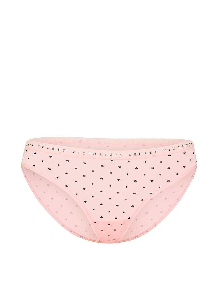 Victoria's Secret, Victoria's Secret Stretch Cotton Strappy Bikini Panty, Angel Pink Heart Dots, offModelFront, 3 of 3