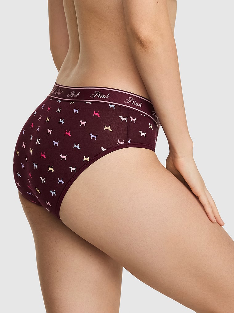 PINK Logo Cotton Hiphugger Panty, Wild Rose Dog, onModelBack, 2 of 3