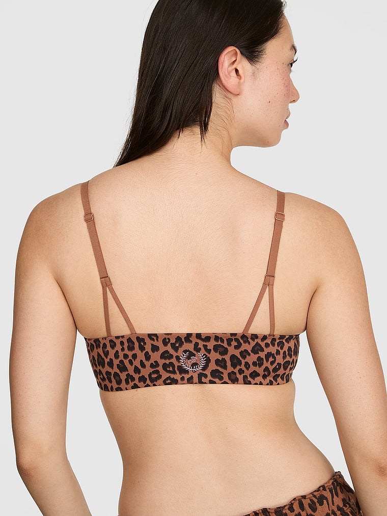 PINK PINK Relay™ Square-Neck Cross-Back Sports Bra, Leopard, onModelBack, 2 of 3