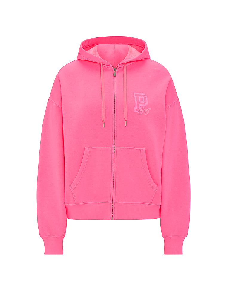 PINK Campus Fleece™ Full-Zip Hoodie, Pink, offModelFront, 3 of 3