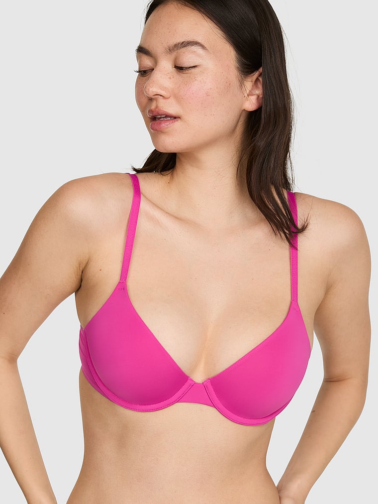 PINK Wear Everywhere™ Lightly Lined Full Coverage T-Shirt Bra, Pink Fire, onModelFront, 1 of 3