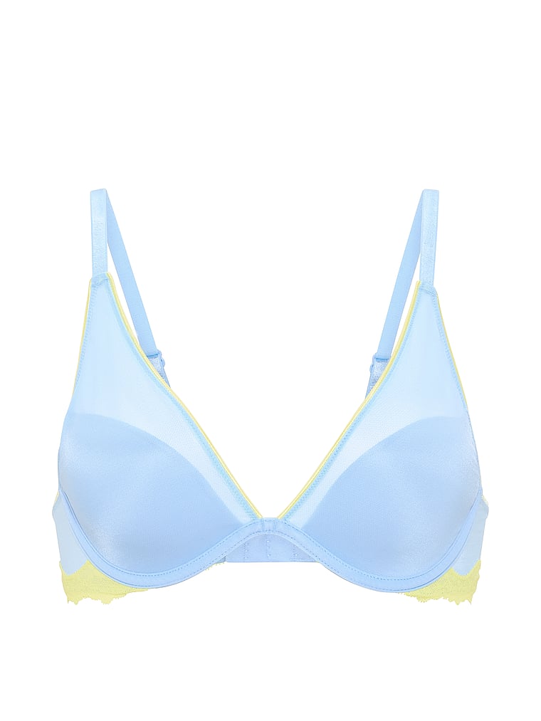 PINK Wink PINK Wink™ Lightly Lined Plunge Bra, Blue Dancer, offModelFront, 4 of 4
