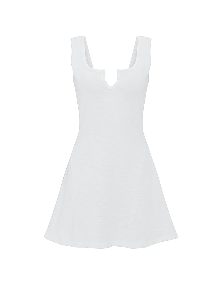 PINK Lightweight Lounge Dress, White, offModelFront, 3 of 3