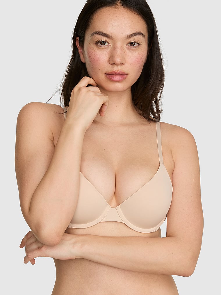 PINK Wear Everywhere Lightly Lined Demi Bra, Marzipan, onModelFront, 1 of 3
