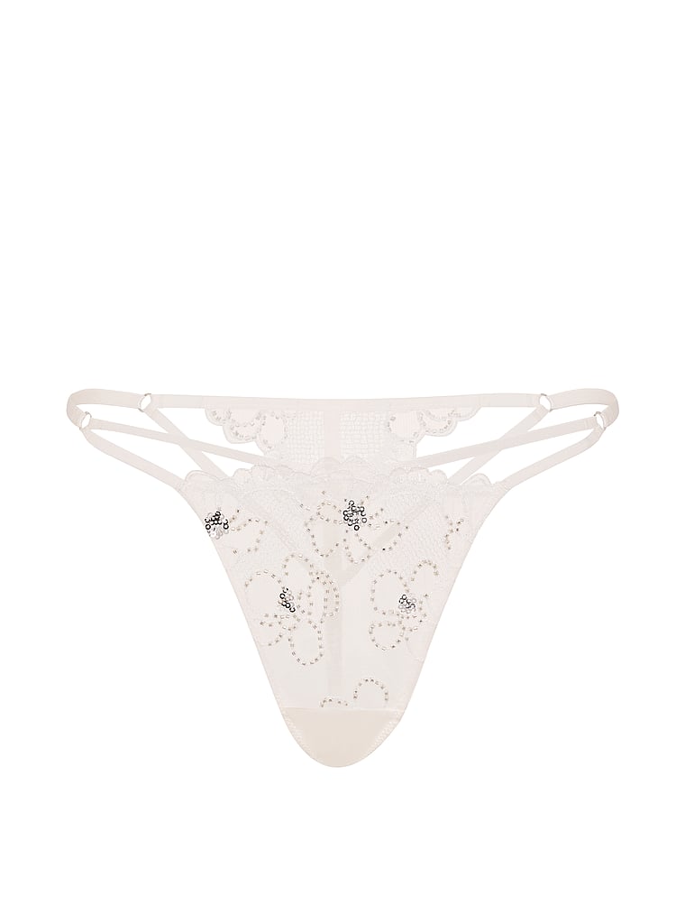 Victoria's Secret, Dream Angels Atelier x Victoria's Secret Bridal V-String Panty, Coconut White, offModelFront, 3 of 4