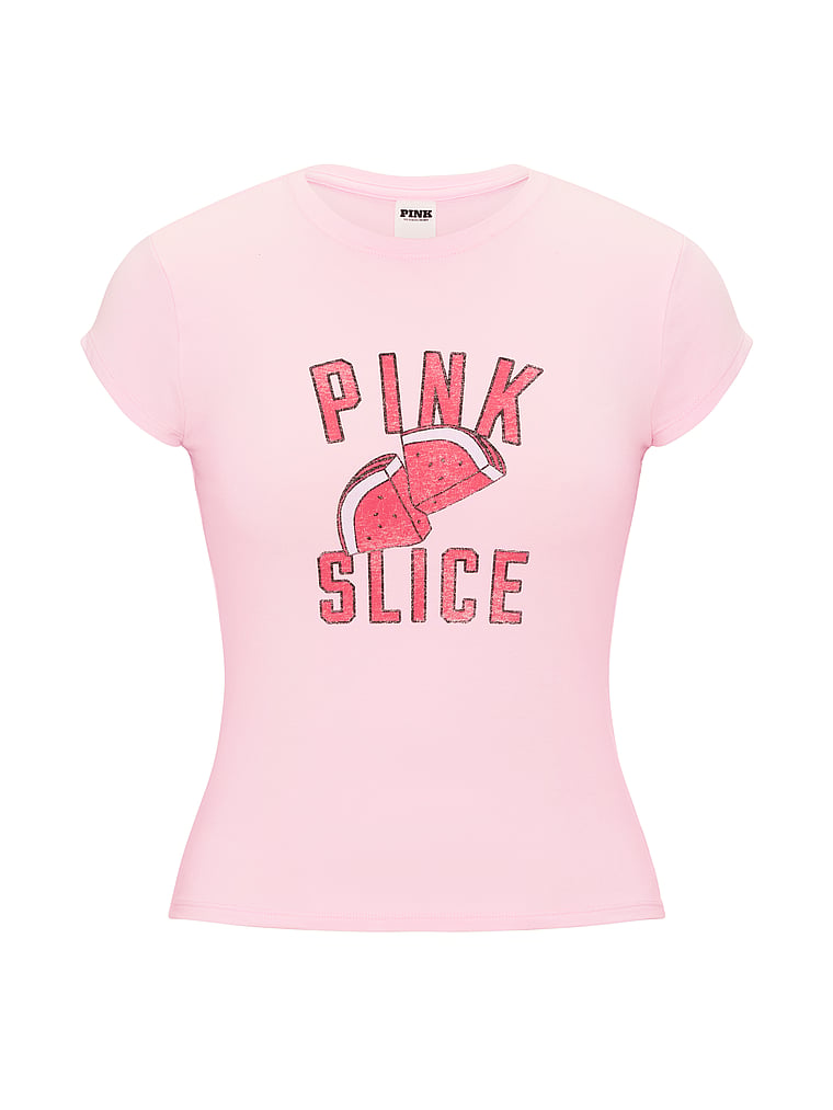 PINK Cotton Baby Tee, Coconut Pink, offModelFront, 3 of 3