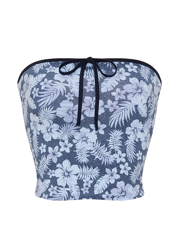 PINK All-Day Cotton™ Side-Ruched Tube Top, Print, offModelFront, 3 of 4