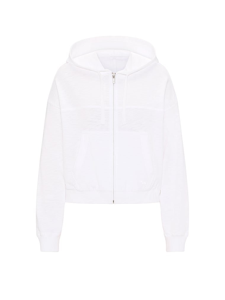 PINK Lightweight Lounge Full-Zip Hoodie, White, offModelFront, 4 of 4
