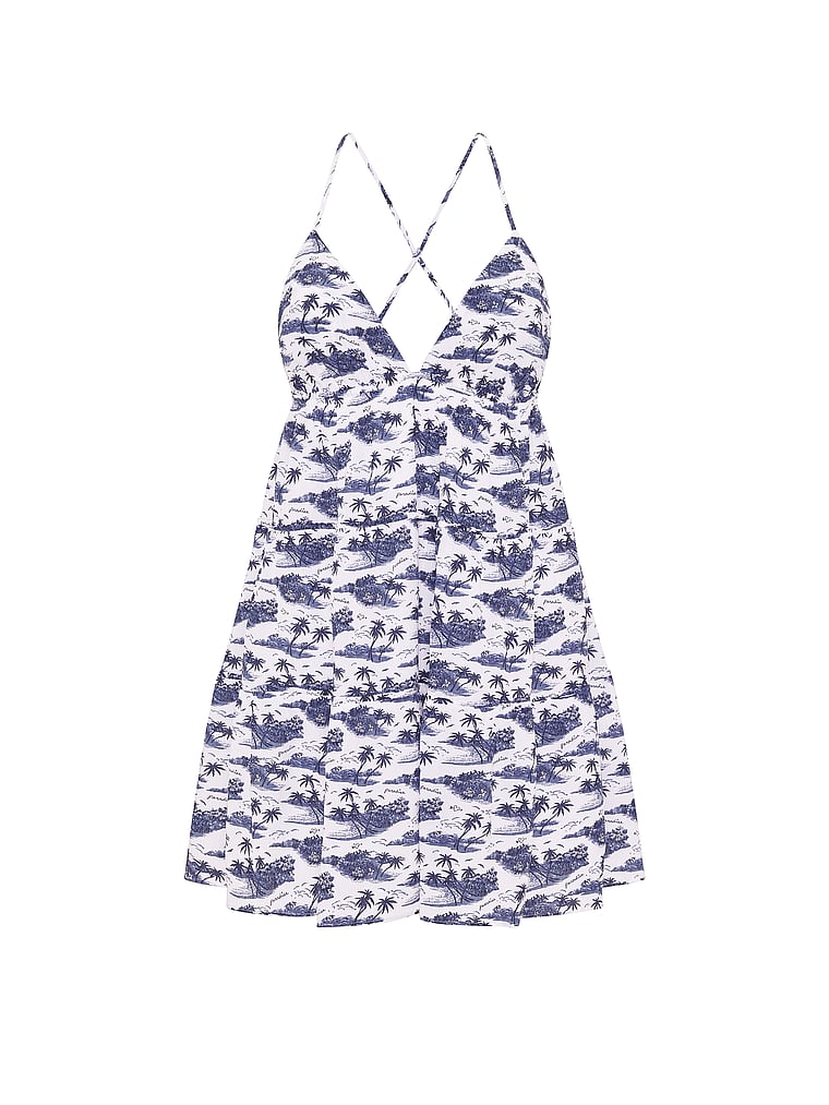 PINK Flirt Alert Tiered Mini Dress, Noir Navy Toile, offModelFront, 3 of 4