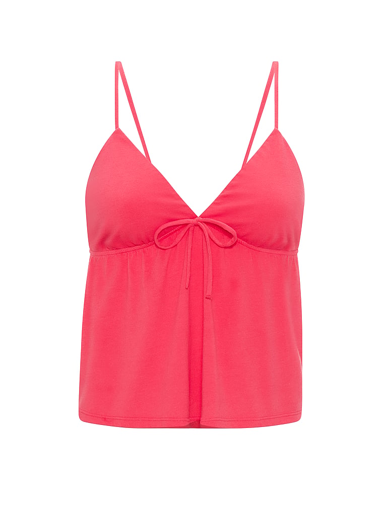 PINK Dream Jersey Babydoll Cami, Candy Pink, offModelFront, 4 of 4