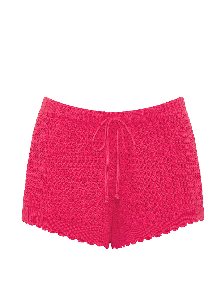 PINK Crochet Micro Shorts, Candy Pink, offModelFront, 4 of 4