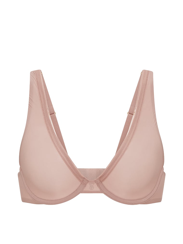 Victoria's Secret, Body by Victoria Light-Touch Unlined Plunge Bra, Almond Beige, offModelFront, 3 of 3