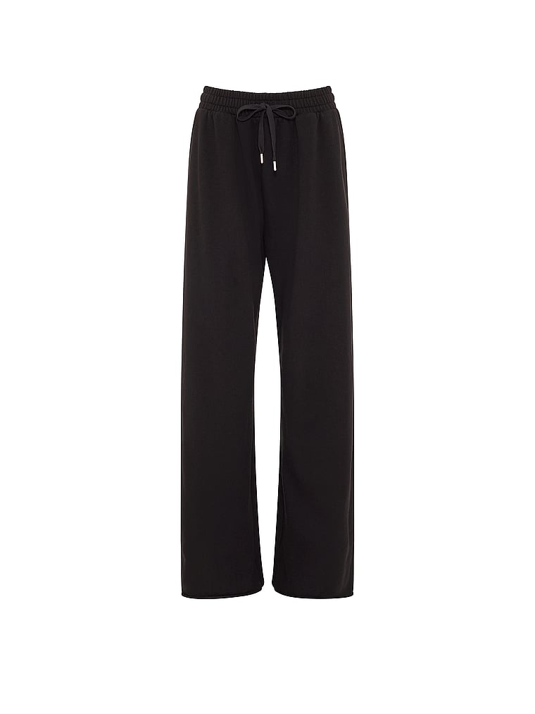 PINK Campus Fleece™ Wide-Leg Split-Hem Sweatpants, Pure Black, offModelFront, 3 of 3