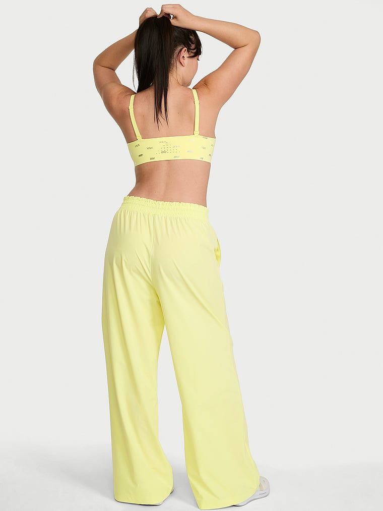 Victoria's Secret, VSX VSX ActiveFlex Wide-Leg Pant, Lime Yellow, onModelBack, 2 of 3