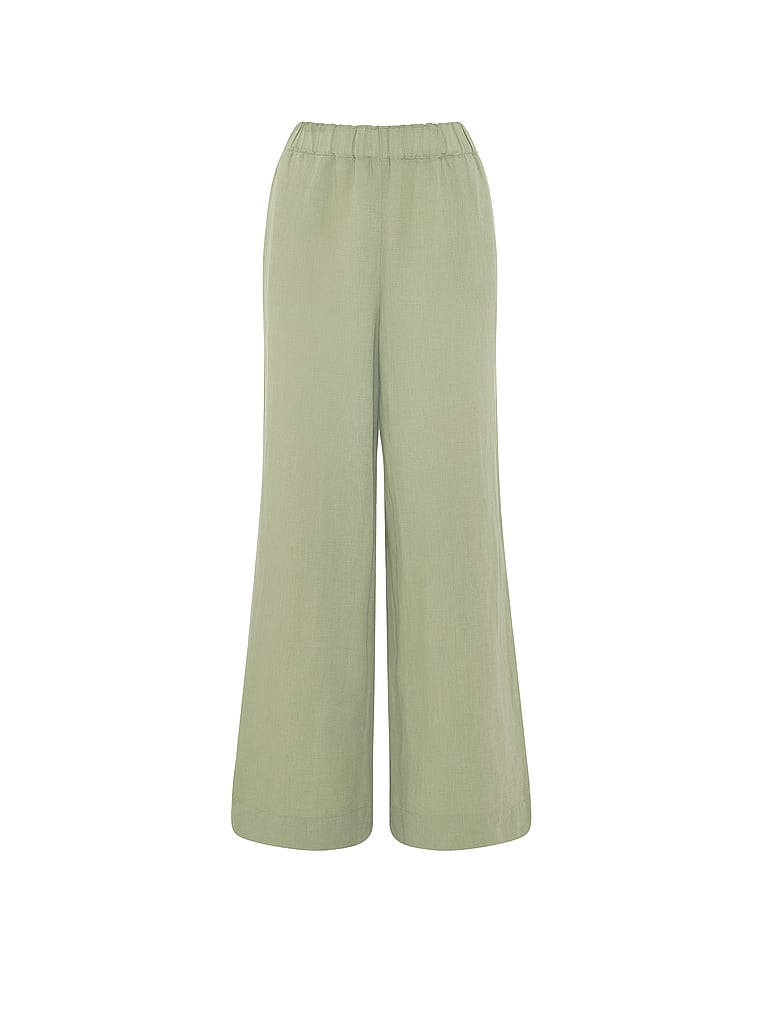 Victoria's Secret, Victoria's Secret Swim Beachwear Linen Pants, Sage, offModelFront, 3 of 3