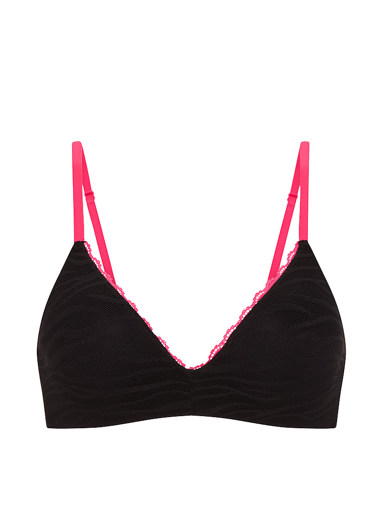 PINK Wear Everywhere™ Lightly Lined Wireless Bra, Black, offModelFront, 3 of 3