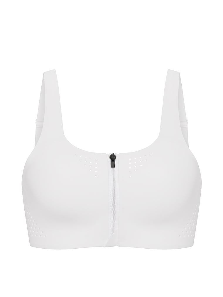 Victoria's Secret, VSX VSX Featherweight Max™ Front-Close Sports Bra, VS White, offModelFront, 3 of 3