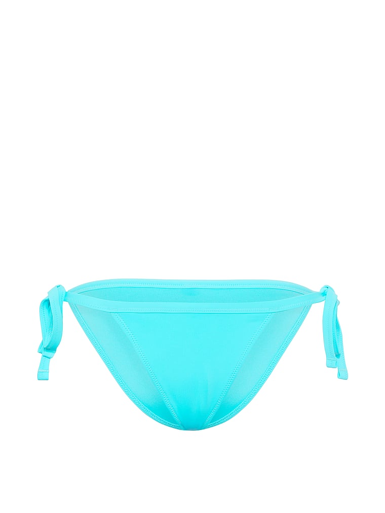PINK SWIM Low-Rise Side-Tie Cheeky Bikini Bottom, Aqua Chill, offModelFront, 3 of 3