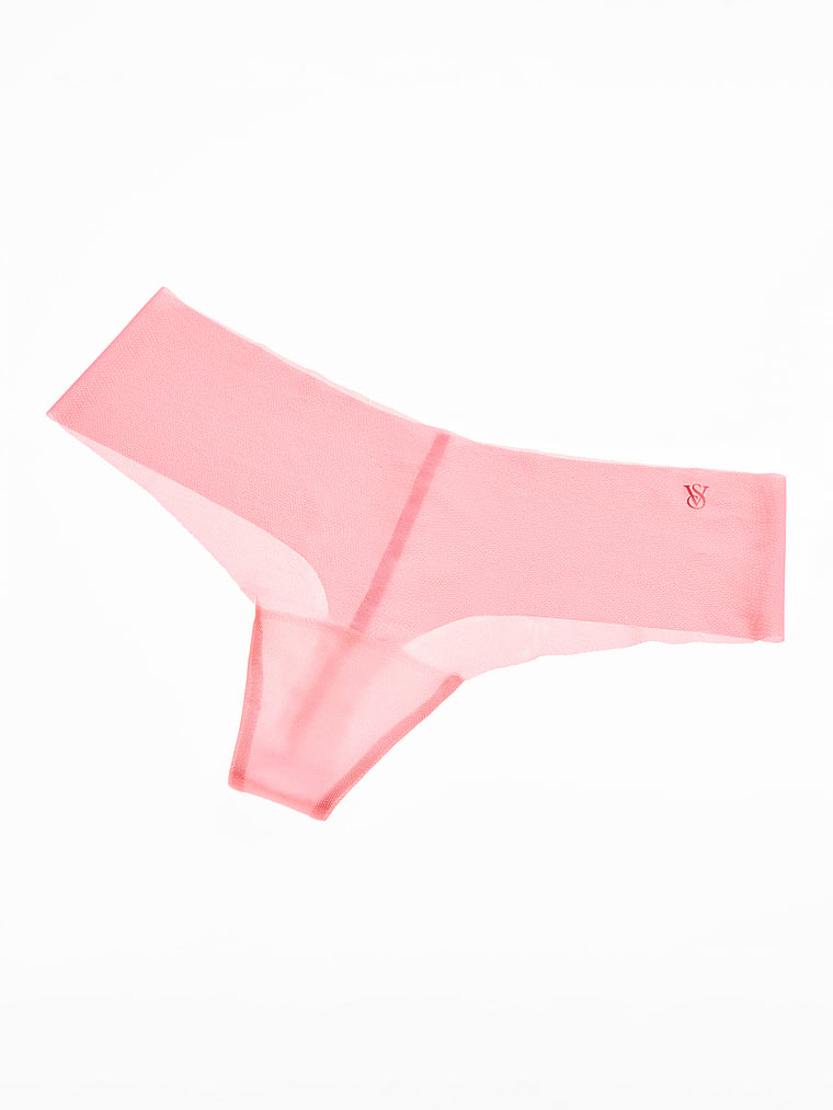 Victoria's Secret, No-Show No-Show Stripe Mesh Thong Panty, Pink Cocktail, detail, 4 of 4