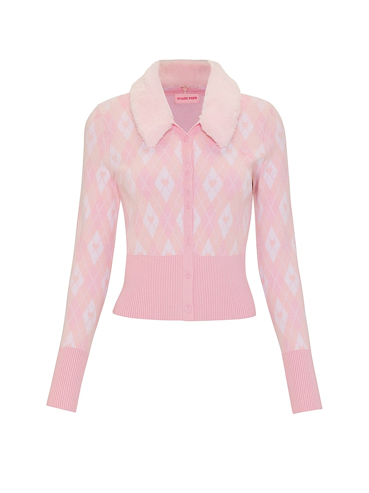 PINK | Elle PINK | Elle Jacquard Knit Cardigan, Pink Dove, offModelFront, 4 of 4