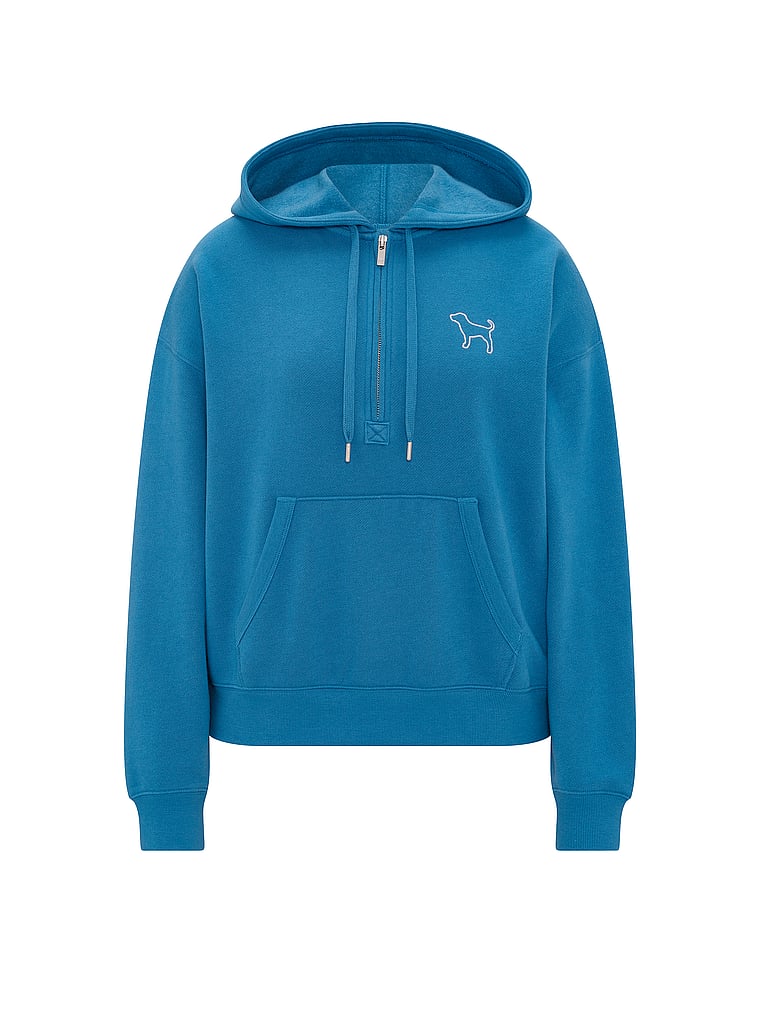 PINK Campus Fleece™ Half-Zip Hoodie, Varsity Blue, offModelFront, 3 of 3