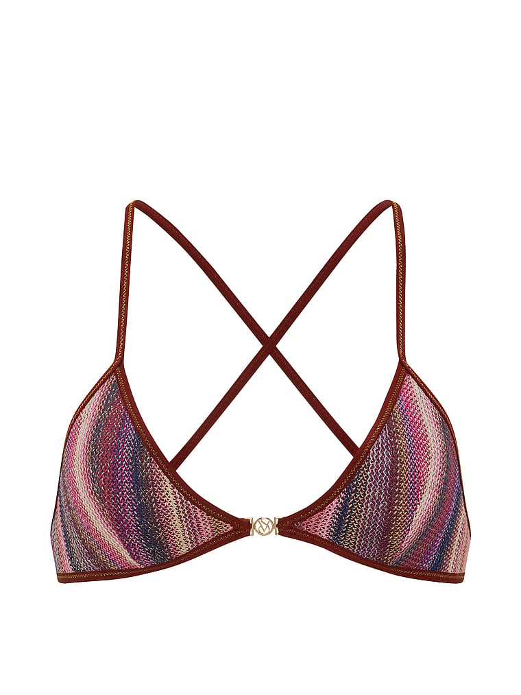 Shimmer Stripe Knit Triangle Bikini Top