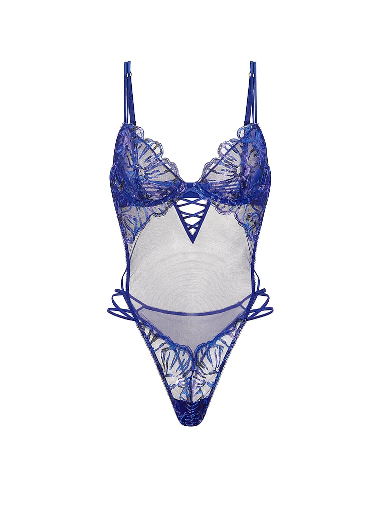 Party Floral Sequin Embroidery Unlined Demi Teddy