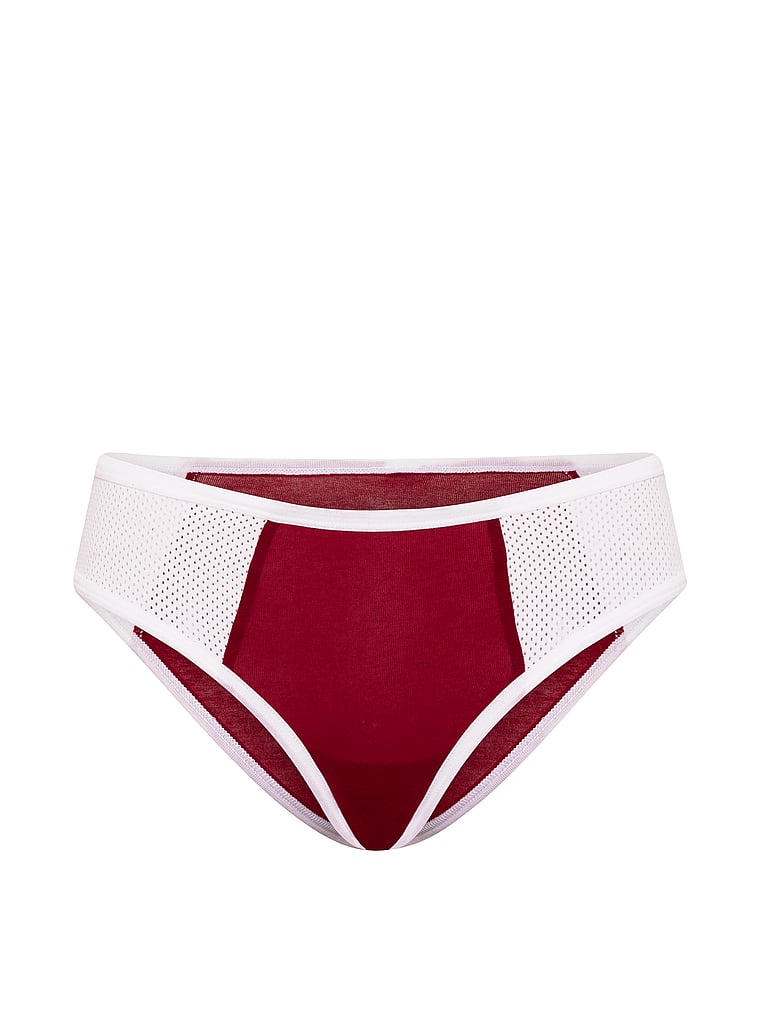 PINK Cotton Cheeky Panty, Red Lacquer with White Trim, offModelFront, 3 of 3