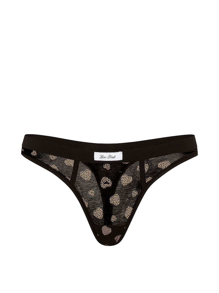 Cotton Lace-Trim Thong Panty