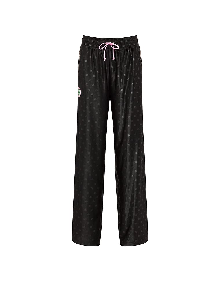 PINK Goal-Getter Satin Straight-Leg Pants, Pure Black, offModelFront, 4 of 4