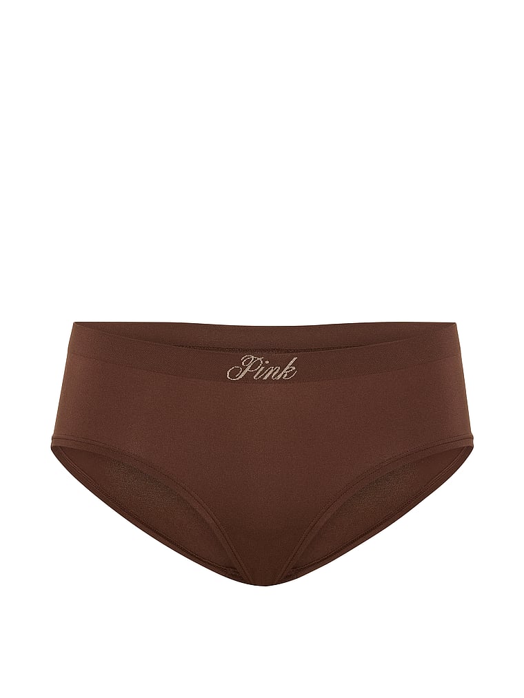 PINK Seamless Hiphugger Panty, Ganache, offModelFront, 3 of 3