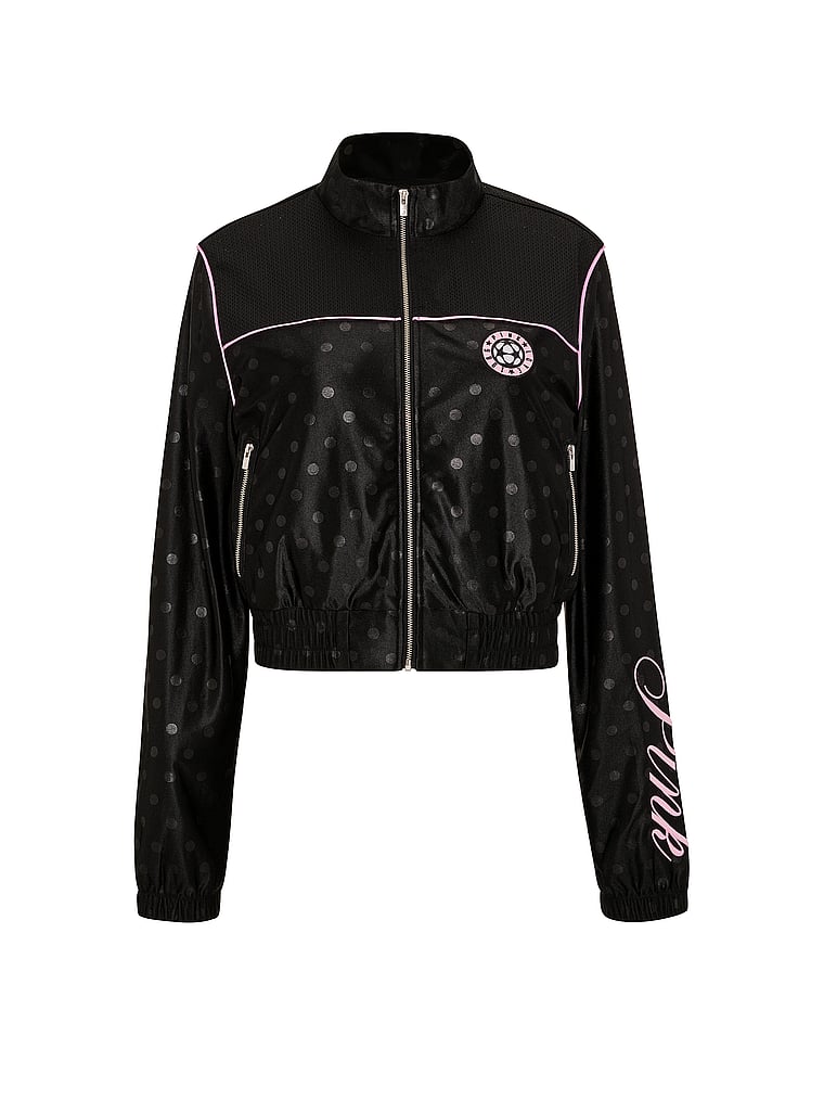 Satin Mock-Neck Full-Zip Jacket