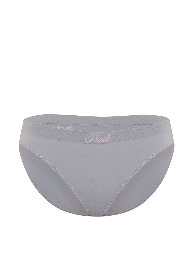 PINK Seamless Bikini Panty, Black, offModelFront, 3 of 3