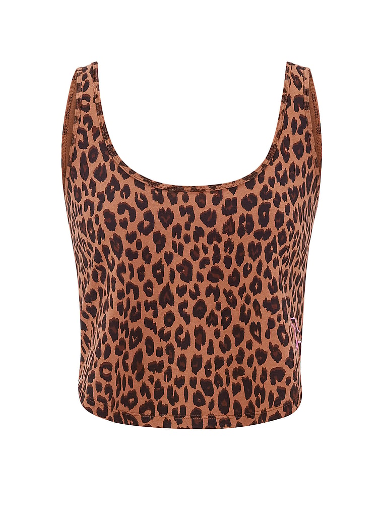 PINK Campus Cotton™ Swing Tank Top, Leopard, offModelFront, 3 of 3