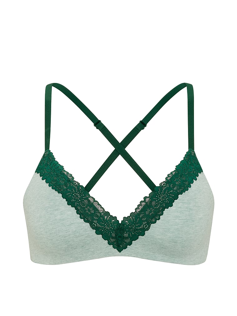 PINK Wear Everywhere™ Push-Up Wireless Bra, Heather Soft Sage, offModelFront, 3 of 3